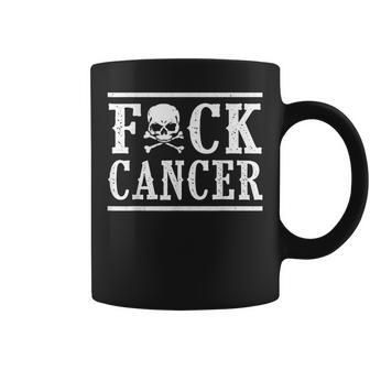 Fuck Cancer Skull And Crossbones Skeleton Breast Cancer Coffee Mug - Thegiftio UK