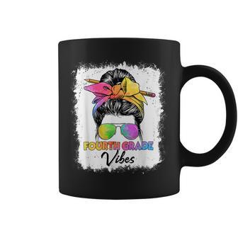 Funny 4Th Grade Vibes Messy Bun Back To School Kids Girls Coffee Mug - Seseable