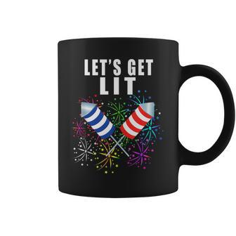 Funny 4Th Of July Lets Get Lit 2021 Pun Coffee Mug - Seseable