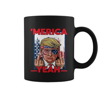 Funny 4Th Of July Patriotic Donald Trump Merica Usa Flag Coffee Mug - Monsterry