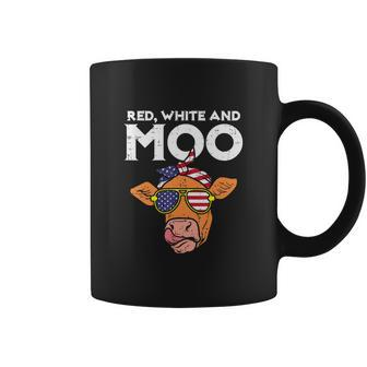 Funny 4Th Of July Red White And Moo Patriotic Cow Usa Flag Coffee Mug - Monsterry