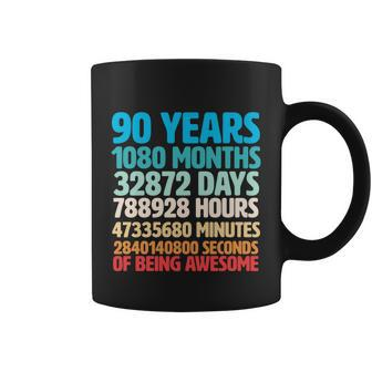 Funny 90 Years Of Being Awesome 90Th Birthday Time Breakdown Graphic Design Printed Casual Daily Basic Coffee Mug - Thegiftio UK
