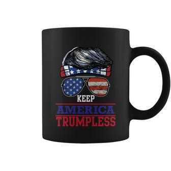 Funny American Flag Sunglasses Keep America Trumpless Gift V2 Coffee Mug - Monsterry UK