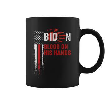 Funny Anti Biden Blood On His Hands Anti Joe Biden Bloody Handprint Usa Flag Coffee Mug - Monsterry AU