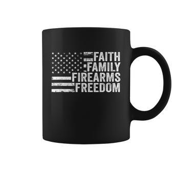 Funny Anti Biden Faith Family Firearms & Freedom Pro God Guns American Flag Coffee Mug - Monsterry DE