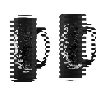 Funny Black Cat With Witch Hat & Moon Halloween Costume Day Coffee Mug - Thegiftio
