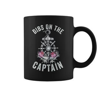 Funny Captain Wife Dibs On The Captain Flower Anchor Coffee Mug - Thegiftio UK