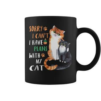 Funny Cat Lover Sorry I Cant I Have Plans With My Cat Coffee Mug - Thegiftio UK