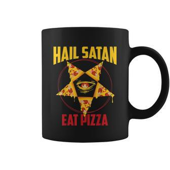 Funny Eat Pizza Hail Satan Gift Cool Satanic Occult Food Coffee Mug - Monsterry