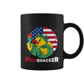Funny Fourth Of July Usa Patriotic Firecracker Rubber Duck Funny Gift Coffee Mug - Monsterry DE