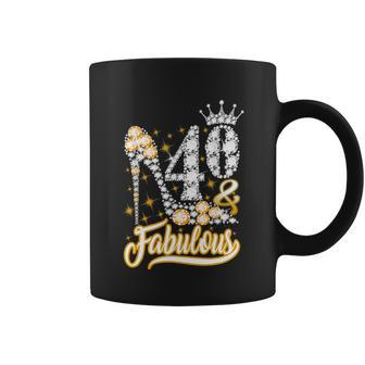 Funny Gift 40 Fabulous 40 Years Gift 40Th Birthday Diamond Crown Shoes Gift Coffee Mug - Monsterry
