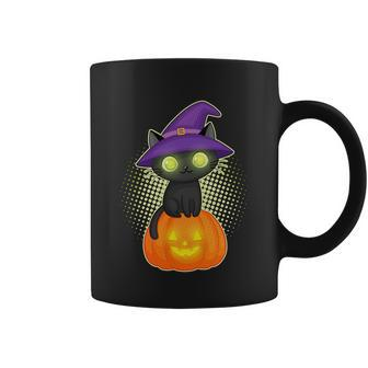 Funny Halloween Cute Halloween Cute Witch Kitten With Pumpkin Graphic Design Printed Casual Daily Basic Coffee Mug - Thegiftio UK