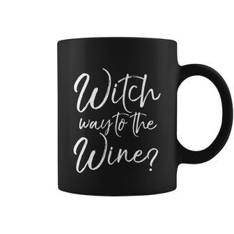Funny Halloween Ing Witch Pun Witch Way To The Wine Cool Gift Coffee Mug - Monsterry AU