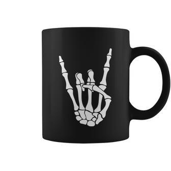 Funny Halloween Skeleton Hand Horns Rock N Roll Music Lover Graphic Design Printed Casual Daily Basic Coffee Mug - Thegiftio UK
