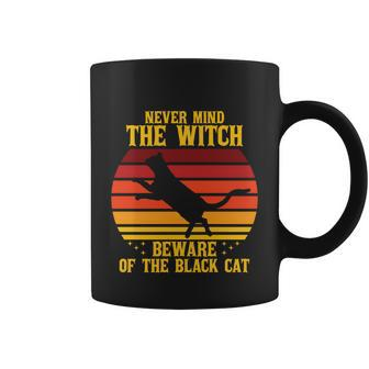 Funny Halloween Witch Funny Halloween Black Cat Retro Sunset Black Cat Coffee Mug - Thegiftio UK