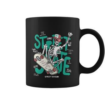 Funny Hand Drawn Skeleton Skateboarding Funny Skating In New York Street Wear Coffee Mug - Thegiftio UK