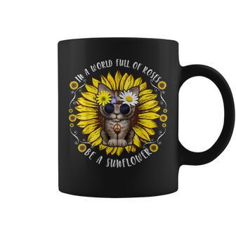 Funny Hippie Cat Peace Sunflower Retro Style Coffee Mug - Thegiftio UK