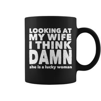 Funny Husband Lucky Wife Tshirt Coffee Mug - Monsterry UK