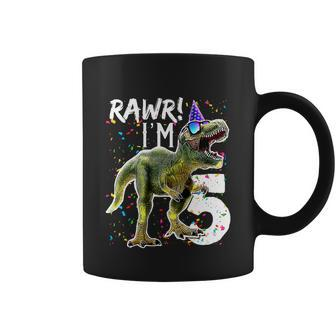 Funny Kids Rawr Im 5 5Th Birthday Party Gift T Rex Dinosaur Gift For Boys Gift Tshirt Coffee Mug - Monsterry