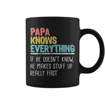 Funny Papa Knows Everything Coffee Mug - Monsterry
