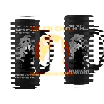 Funny Scary Halloween Cat Mask - Ch Ch Ch Meow Meow Meow Coffee Mug - Thegiftio