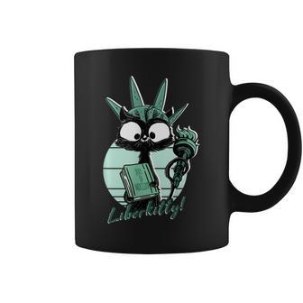 Funny Statue Of Liberty Cat | Liberkitty 4Th July Black Cat Coffee Mug - Seseable