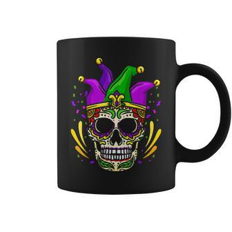 Funny Sugar Skull Mardi Gras Party Apparel Men Women Kids Coffee Mug - Thegiftio UK