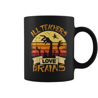 Funny Teacher Shirt All Teachers Love Brains Funny Halloween Coffee Mug - Thegiftio UK