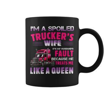 Funny Trucker Wife Im Spoiled Truckers Wife Coffee Mug - Thegiftio UK