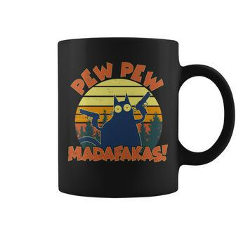 Funny Vintage Pew Pew Madafakas Gun Cat Tshirt Coffee Mug - Monsterry UK