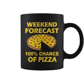 Funny Weekend Forecast 100 Percent Chance Of Pizza T-Shirt Graphic Design Printed Casual Daily Basic Coffee Mug - Thegiftio