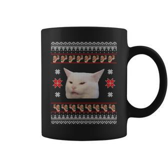 Funny Woman Yelling At Cat Meme Ugly Christmas Tshirt Coffee Mug - Monsterry AU