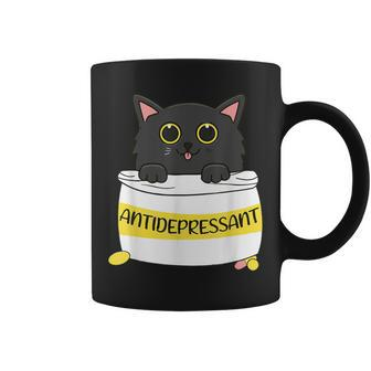 Fur Antidepressant Cute Black Cat Illustration Pet Lover Coffee Mug - Seseable