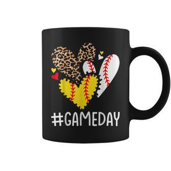 Game Day Leopard Hearts Softball Mom Baseball Mothers Day Coffee Mug - Thegiftio UK