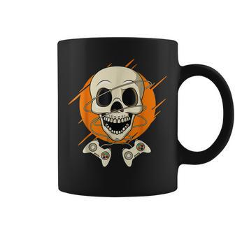 Gamer Pumpkin Skeleton Funny Halloween Video Games Gaming Coffee Mug - Thegiftio UK