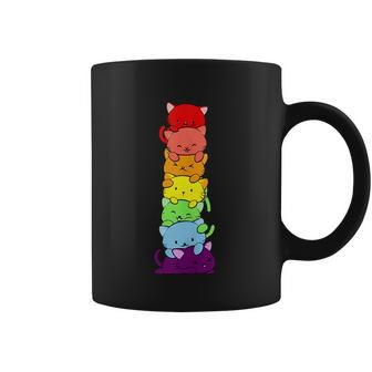 Gay Pride Cat Lgbt Cute Kawaii Cats Pile Anime Rainbow Flag Coffee Mug - Thegiftio UK