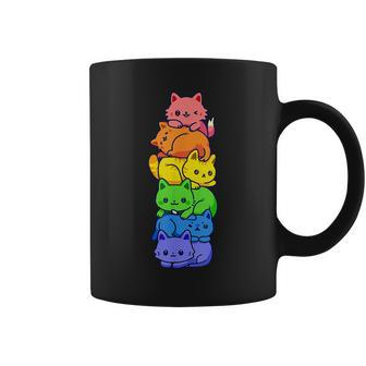 Gay Pride Cat Lgbt Kawaii Cats Pile Cute Anime Rainbow Flag Coffee Mug - Thegiftio UK