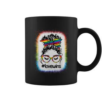 Gay Pride Messy Bun Rainbow Love Wins Lgbt Lgbtq Lesbian Coffee Mug - Monsterry CA