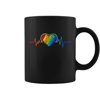 Gay Pride Rainbow Heartbeat Pulse Coffee Mug - Monsterry CA