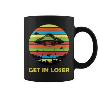 Get In Loser Ufo Retro Alien Spaceship Tshirt Coffee Mug - Monsterry AU