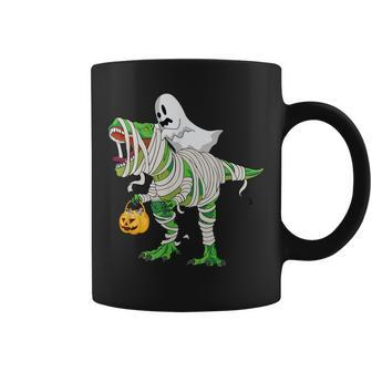 Ghost Riding T Rex Mummy Dinosaur Halloween Coffee Mug - Seseable