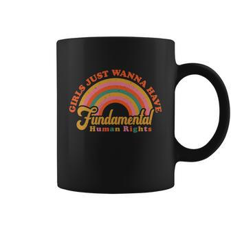Girls Just Want To Have Fundamental Rights Vintage Rainbow Design Coffee Mug - Monsterry UK