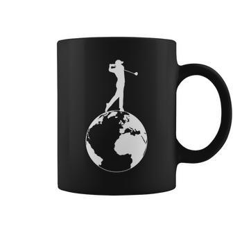 Golfer On Top Of The World Golf Logo Tshirt Coffee Mug - Monsterry