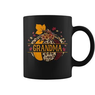 Grandma Pumpkin Leopard Sunflower Halloween Coffee Mug - Seseable