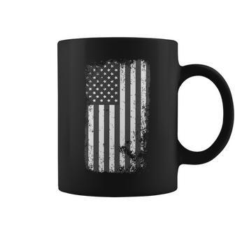 Grey Style Vintage Torn Usa American Flag Coffee Mug - Monsterry