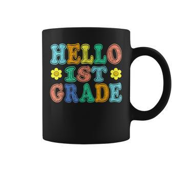 Groovy Hello 1St Grade Vibes Retro Teachers Back To School Coffee Mug - Thegiftio UK