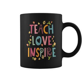 Groovy Retro Teach Love Inspire Back To School Teachers Kids V2 Coffee Mug - Thegiftio UK