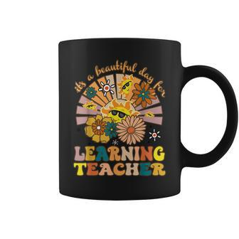 Groovy Teacher Its Beautiful Day For Learning Teacher Retro Coffee Mug - Thegiftio UK