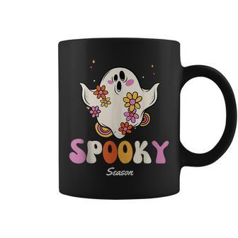 Groovy Vintage Floral Ghost Spooky Season Halloween Funny Coffee Mug - Thegiftio UK