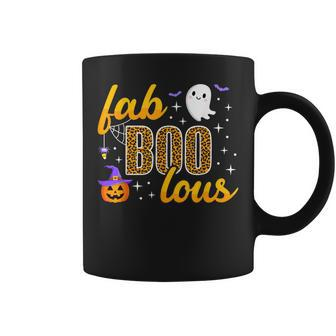 Halloween Boo Faboolous Leopard Pumpkin Witch Hat Ghost Cute Coffee Mug - Seseable